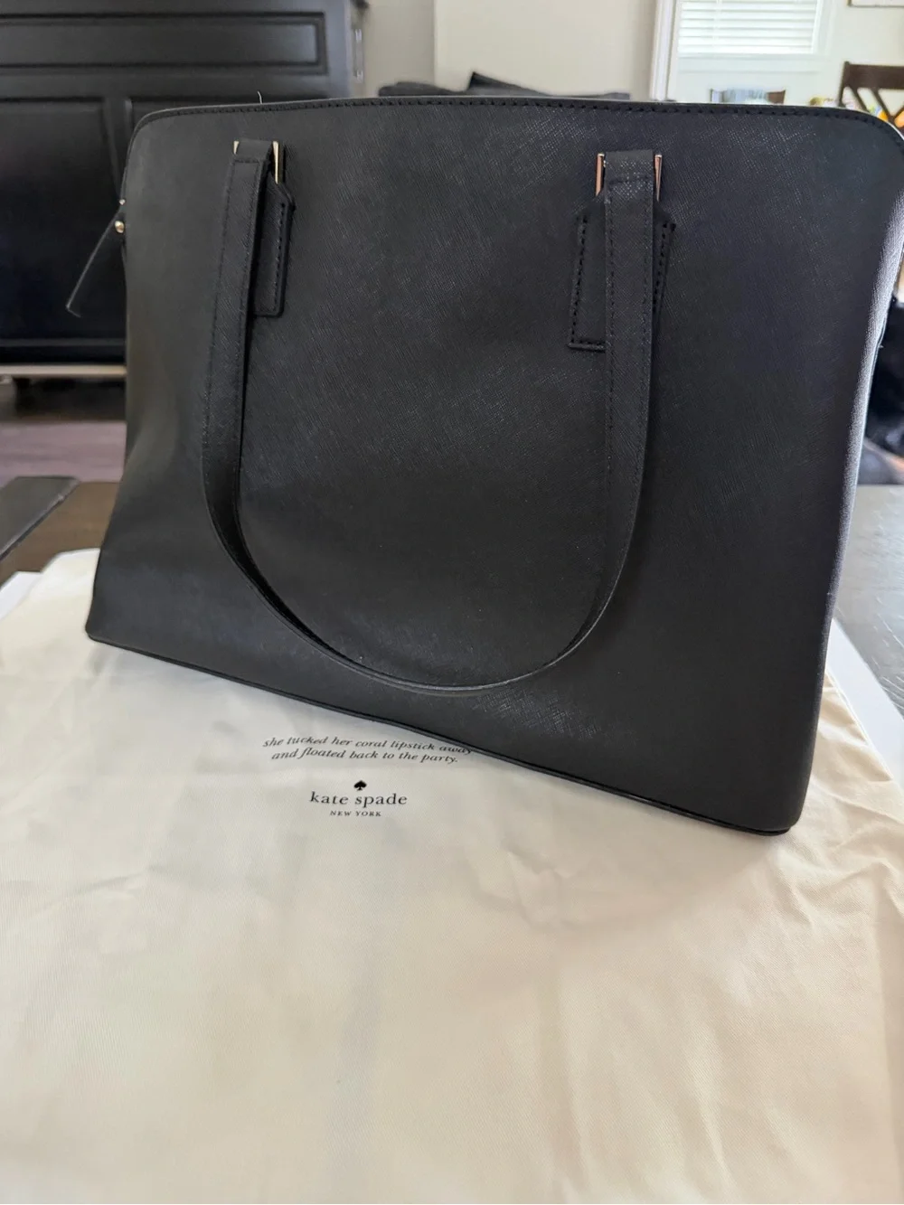 Kate Spade Black Saffiano Leather Staci Large Laptop Tote Bag